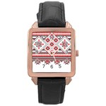 Retro Knitting Patterns Seamless Rose Gold Leather Watch 