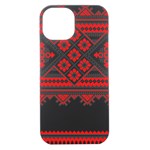 Retro Knitting Patterns Seamless iPhone 15 Black UV Print PC Hardshell Case