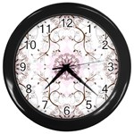 Floral Flora Flower Seamless Pattern Wall Clock (Black)