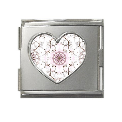 Floral Flora Flower Seamless Pattern Mega Link Heart Italian Charm (18mm) from ArtsNow.com Front