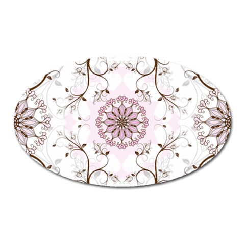 Floral Flora Flower Seamless Pattern Oval Magnet from ArtsNow.com Front