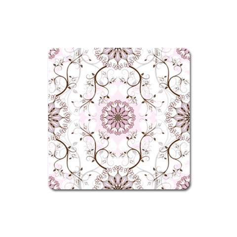 Floral Flora Flower Seamless Pattern Square Magnet from ArtsNow.com Front