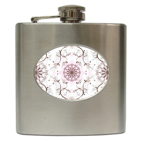 Floral Flora Flower Seamless Pattern Hip Flask (6 oz) from ArtsNow.com Front