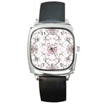 Floral Flora Flower Seamless Pattern Square Metal Watch