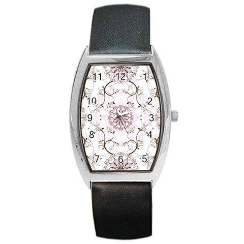 Floral Flora Flower Seamless Pattern Barrel Style Metal Watch from ArtsNow.com Front