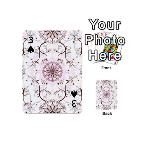 Floral Flora Flower Seamless Pattern Playing Cards 54 Designs (Mini) from ArtsNow.com Front - Spade3