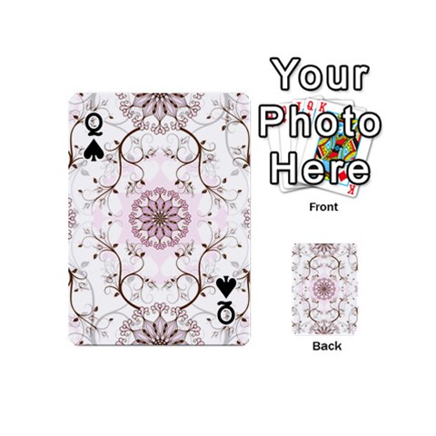 Queen Floral Flora Flower Seamless Pattern Playing Cards 54 Designs (Mini) from ArtsNow.com Front - SpadeQ