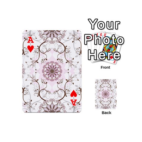 Ace Floral Flora Flower Seamless Pattern Playing Cards 54 Designs (Mini) from ArtsNow.com Front - HeartA