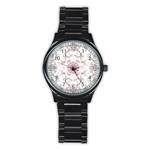 Floral Flora Flower Seamless Pattern Stainless Steel Round Watch