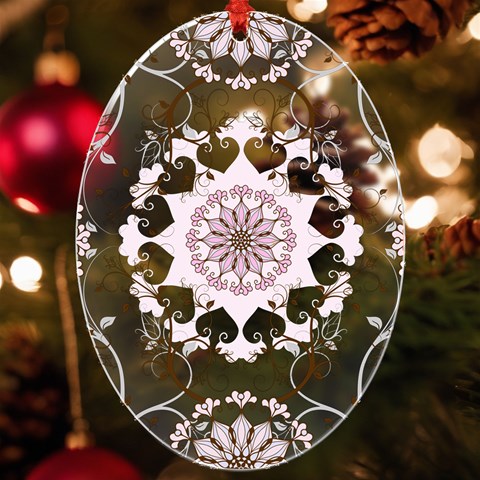 Floral Flora Flower Seamless Pattern UV Print Acrylic Ornament Oval from ArtsNow.com Front