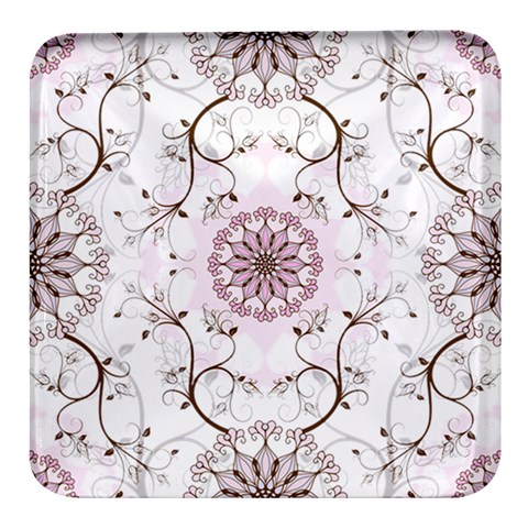 Floral Flora Flower Seamless Pattern Square Glass Fridge Magnet (4 pack) from ArtsNow.com Front