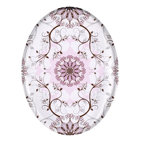 Floral Flora Flower Seamless Pattern Oval Glass Fridge Magnet (4 pack) from ArtsNow.com Front