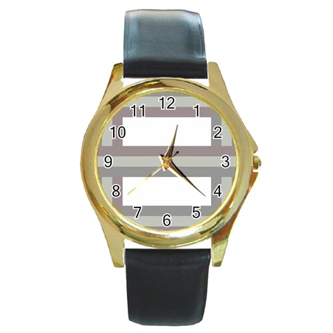 Minimal Mixed Abstract Lines Print Copia Round Gold Metal Watch from ArtsNow.com Front