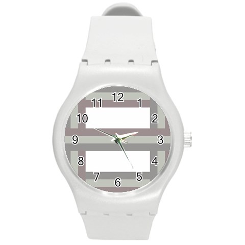 Minimal Mixed Abstract Lines Print Copia Round Plastic Sport Watch (M) from ArtsNow.com Front