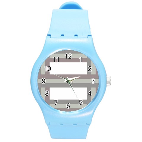 Minimal Mixed Abstract Lines Print Copia Round Plastic Sport Watch (M) from ArtsNow.com Front