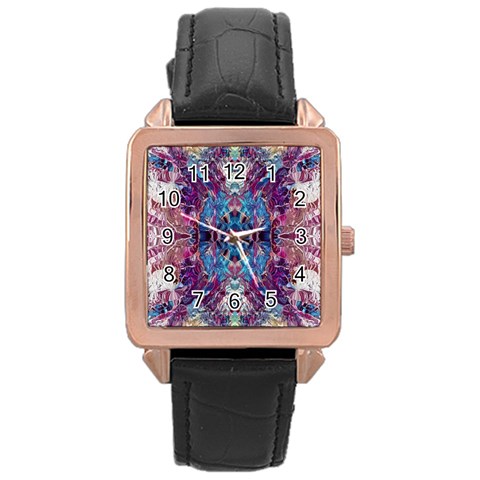 Abstract symmetry Rose Gold Leather Watch  from ArtsNow.com Front