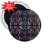 Ornate baroque floral pattern print 3  Magnets (100 pack)