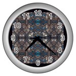 Ornate baroque floral pattern print Wall Clock (Silver)