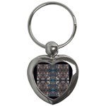 Ornate baroque floral pattern print Key Chain (Heart)