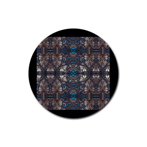 Ornate baroque floral pattern print Rubber Round Coaster (4 pack) from ArtsNow.com Front