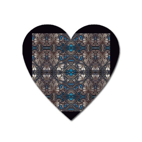 Ornate baroque floral pattern print Heart Magnet from ArtsNow.com Front