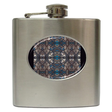 Ornate baroque floral pattern print Hip Flask (6 oz) from ArtsNow.com Front