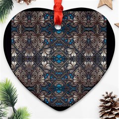 Ornate baroque floral pattern print Heart Ornament (Two Sides) from ArtsNow.com Front