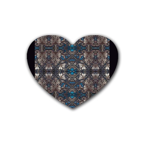 Ornate baroque floral pattern print Rubber Heart Coaster (4 pack) from ArtsNow.com Front