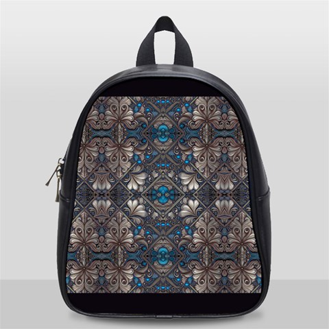 Ornate baroque floral pattern print School Bag (Small) from ArtsNow.com Front