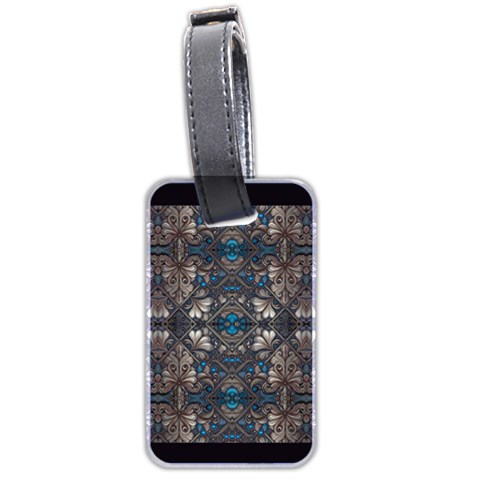 Ornate baroque floral pattern print Luggage Tag (two sides) from ArtsNow.com Front