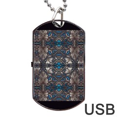 Ornate baroque floral pattern print Dog Tag USB Flash (Two Sides) from ArtsNow.com Back