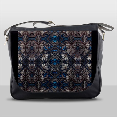 Ornate baroque floral pattern print Messenger Bag from ArtsNow.com Front