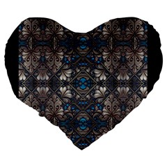 Ornate baroque floral pattern print Large 19  Premium Flano Heart Shape Cushions from ArtsNow.com Back