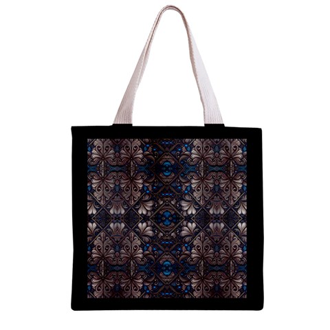 Ornate baroque floral pattern print Zipper Grocery Tote Bag from ArtsNow.com Front