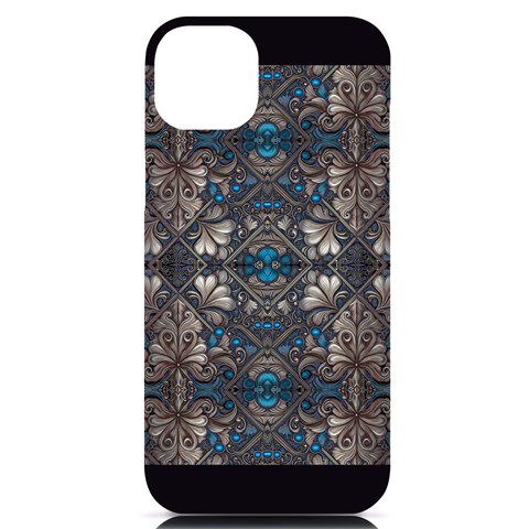 Ornate baroque floral pattern print iPhone 14 Plus Black UV Print Case from ArtsNow.com Front