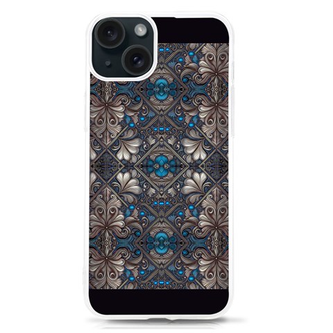 Ornate baroque floral pattern print iPhone 15 TPU UV Print Case from ArtsNow.com Front