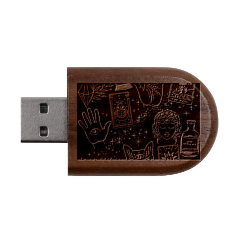 White Lines Woo Woo Wood Oval USB Flash Drive from ArtsNow.com USB