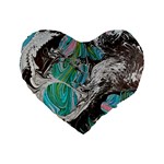 Marbling Mono Blend  Standard 16  Premium Flano Heart Shape Cushions