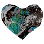 Marbling Mono Blend  Large 19  Premium Flano Heart Shape Cushions