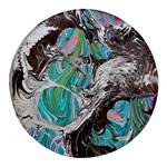 Marbling Mono Blend  Round Glass Fridge Magnet (4 pack)