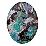 Marbling Mono Blend  Oval Glass Fridge Magnet (4 pack)