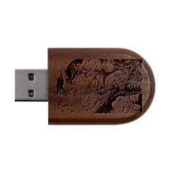 Marbling Mono Blend  Wood Oval USB Flash Drive from ArtsNow.com USB