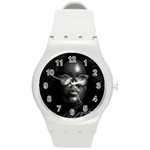 Cool Afro Beauty Portrait Illustration (AI+Human) Round Plastic Sport Watch (M)