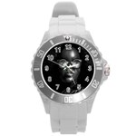 Cool Afro Beauty Portrait Illustration (AI+Human) Round Plastic Sport Watch (L)