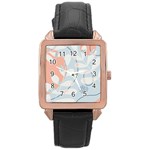 Pattern Plants Leaves Nature Rose Gold Leather Watch 