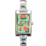 Watermelon Dots Summer Pattern Rectangle Italian Charm Watch