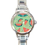 Watermelon Dots Summer Pattern Round Italian Charm Watch