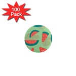 Watermelon Dots Summer Pattern 1  Mini Magnets (100 pack) 