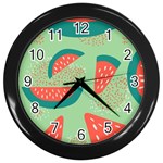 Watermelon Dots Summer Pattern Wall Clock (Black)