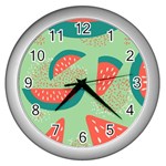 Watermelon Dots Summer Pattern Wall Clock (Silver)